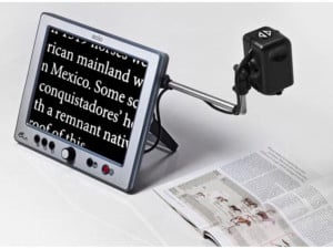 Liberty Scholar 2 portable CCTV, with camera attached to monitor