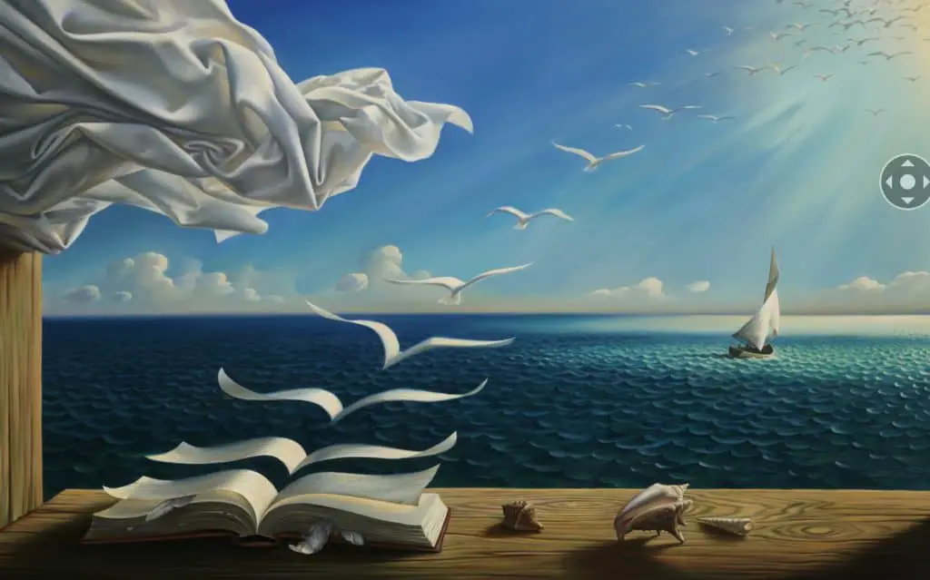 Image of the pages of a book taking flight like a bird to represent hallucinations