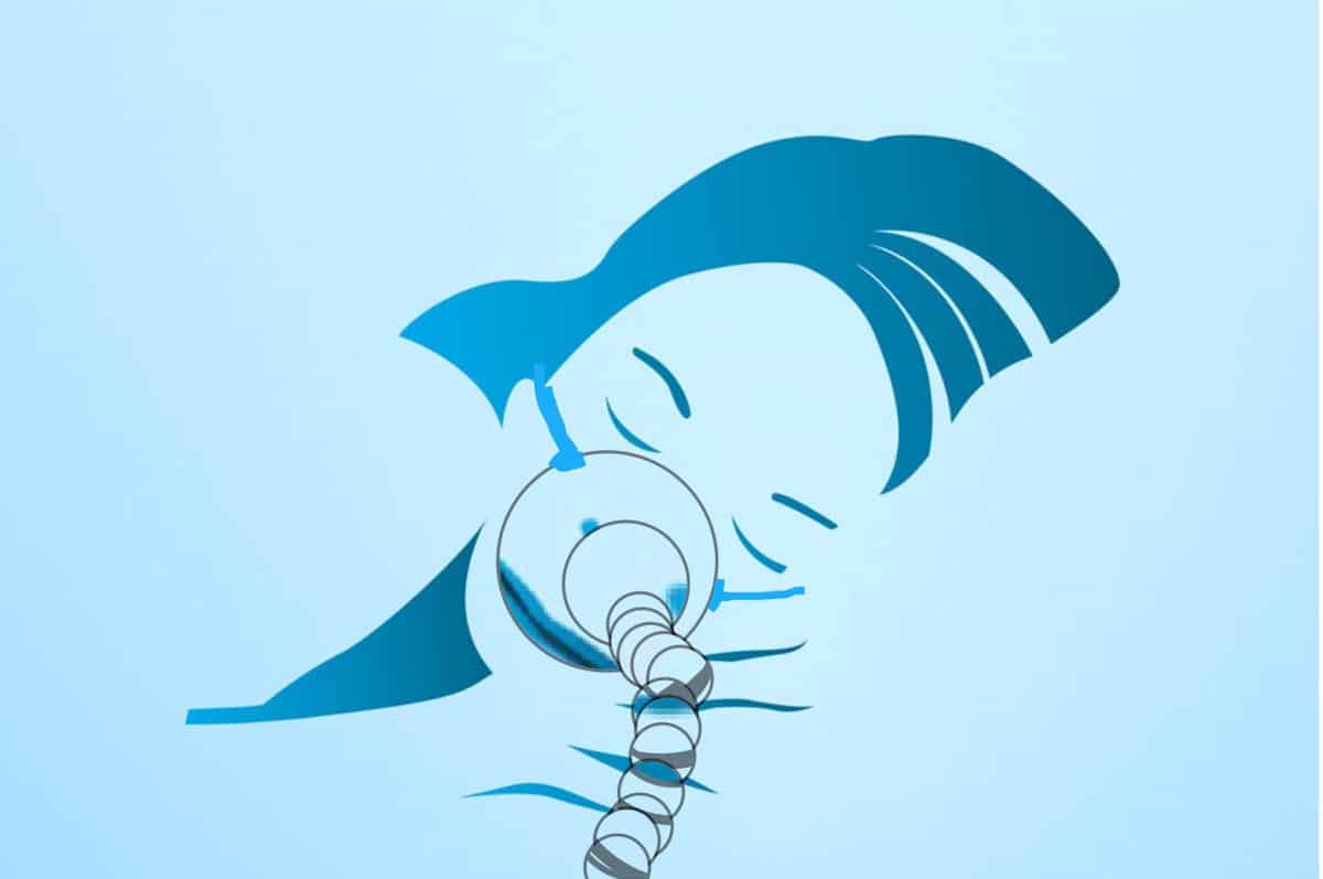 illustration of woman sleeping with CPAP mask