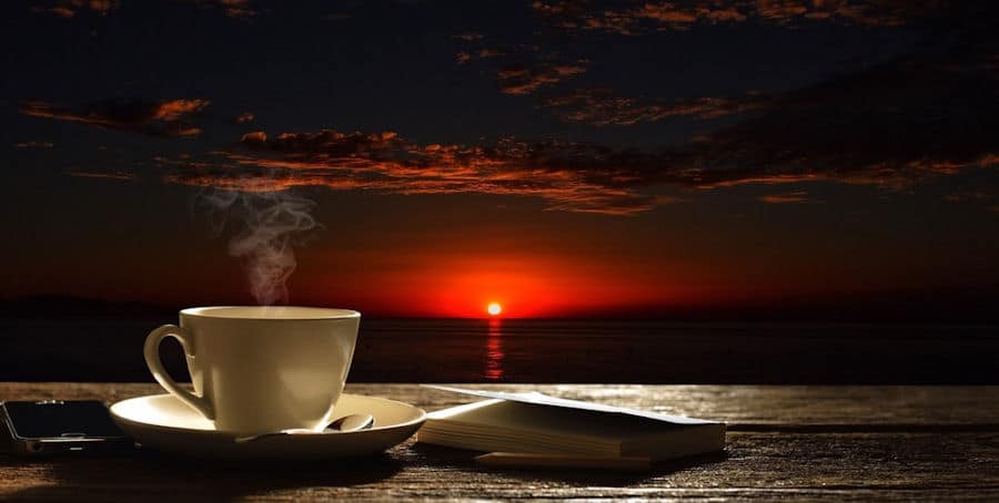Cup of Coffee at sunrise
