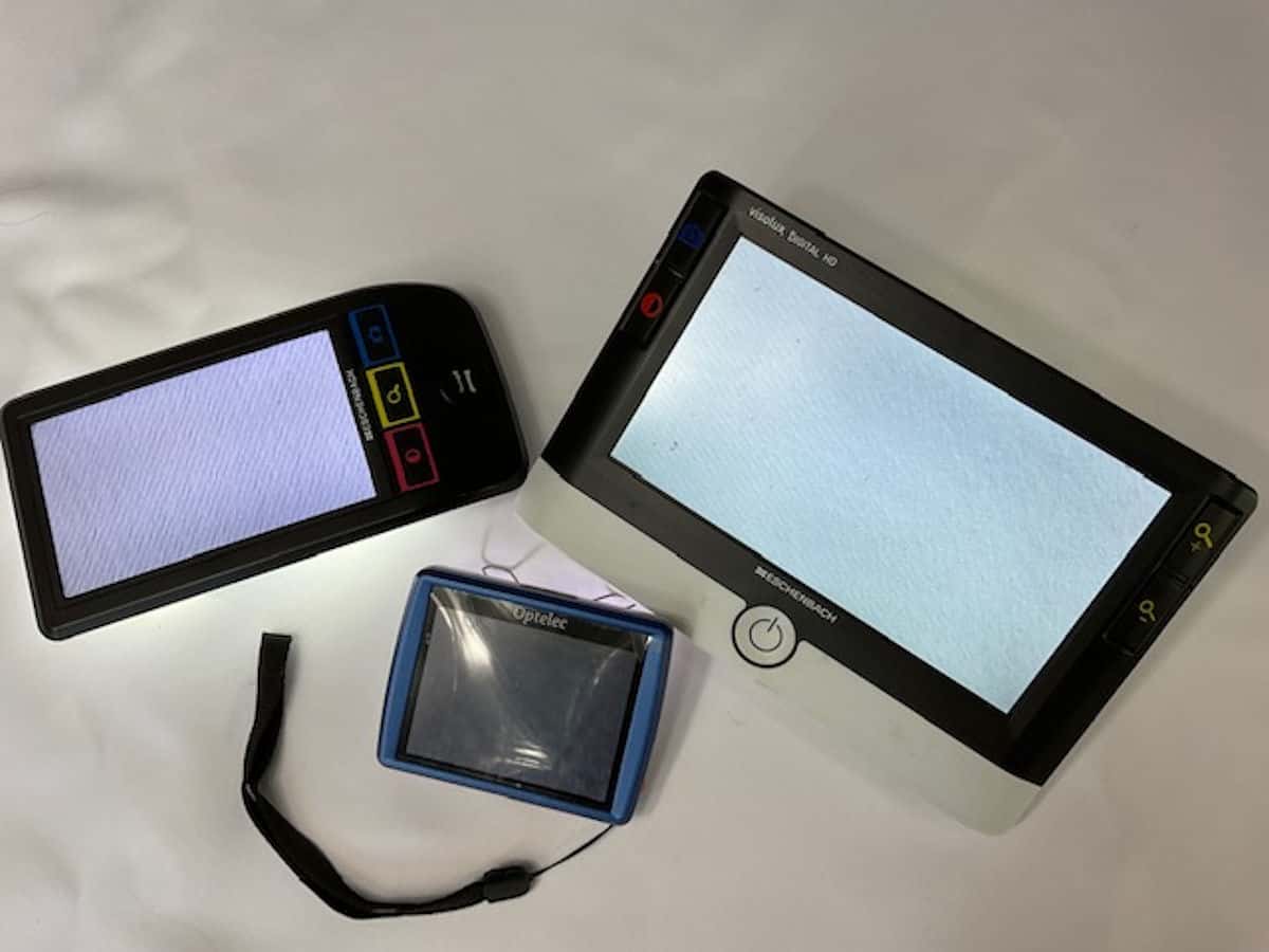 Image of 3 video magnifiers of different sizes