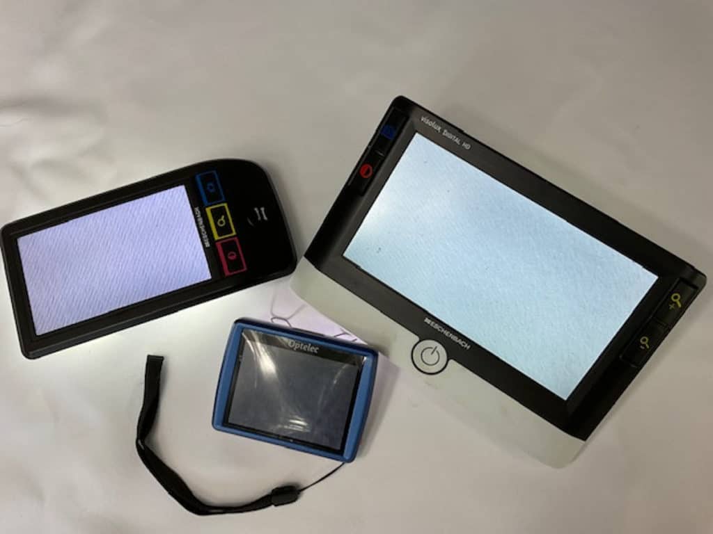 image of 3 different sizes of video magnifiers