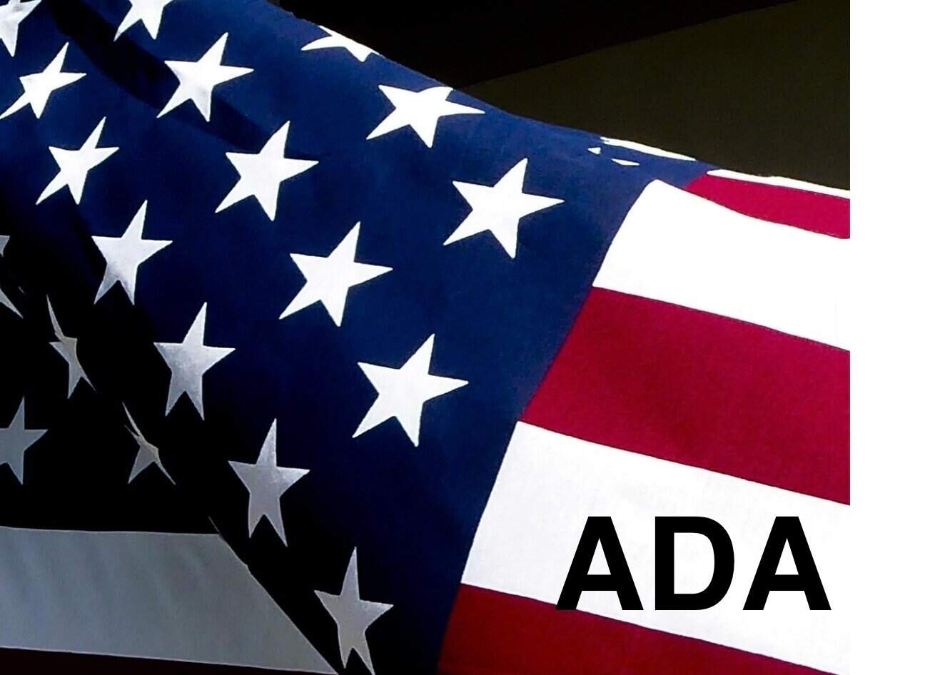 image of an American flag with the letters ADA imprinted on it